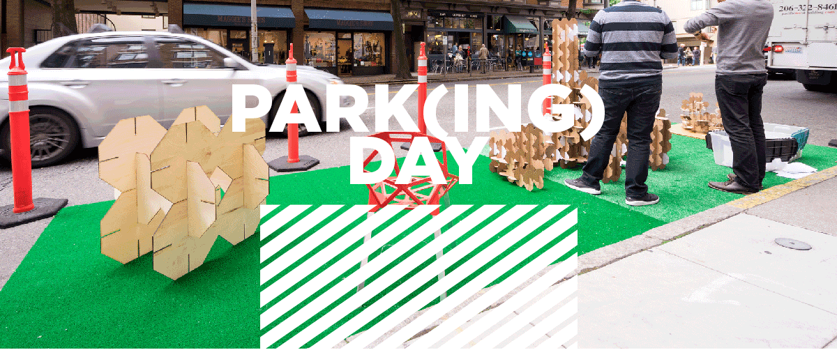 PARK(ing) Day Plus+ is an opportunity for Seattleites to temporarily turn on-street parking spaces into public places. Locations will be all over Seattle, Friday 9/16 and Saturday 9/17, 10am - 6pm. Part of our 6th annual Seattle Design Festival, which runs September 10-23.