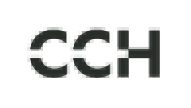Black stylized text on white background: CCH
